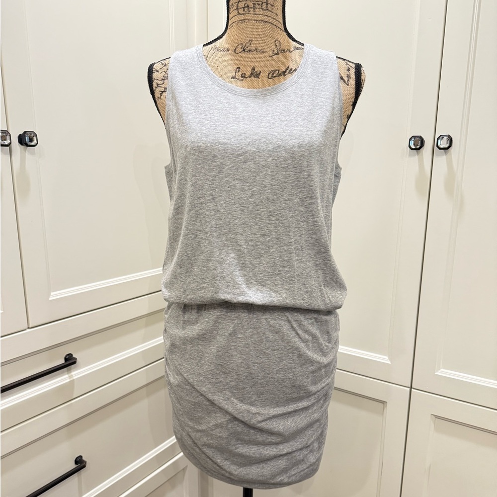CAbi Everyday Rouched Jersey Knit Tank Dress Heathered Gray 5267 Size Medium NWT